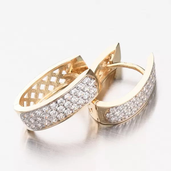 Dámske náušnice žlté zlato 585 zirkón oválny PKL12-021