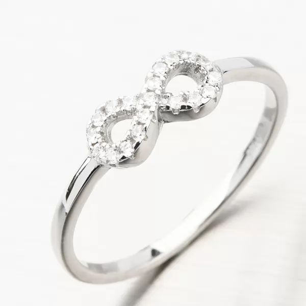 Strieborný prsteň nekonečno so zirkónmi GST-11508