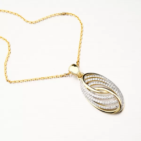 Pozlátený strieborný prívesok so zirkónmi PKL-3109