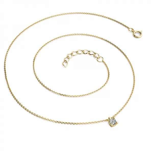 Dámsky náhrdelník žlté zlato 585/1000 prírodný diamant 0,130 ct G/SI briliant 10828-NH02-ZL