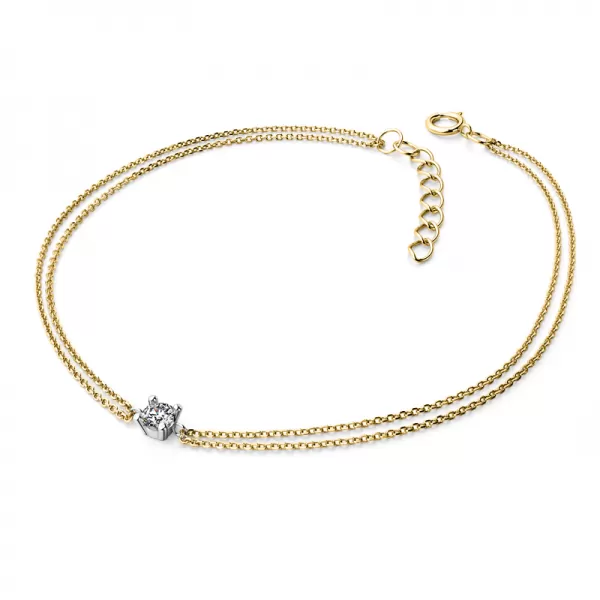Dámsky náramok žlté zlato 585/1000 prírodný diamant 0,130 ct G/SI 10828-NR02-ZLB