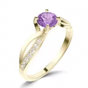 Dámsky prsteň prírodný diamant 0,45 ct G/SI ametyst a diamanty 140002-ZL-AME