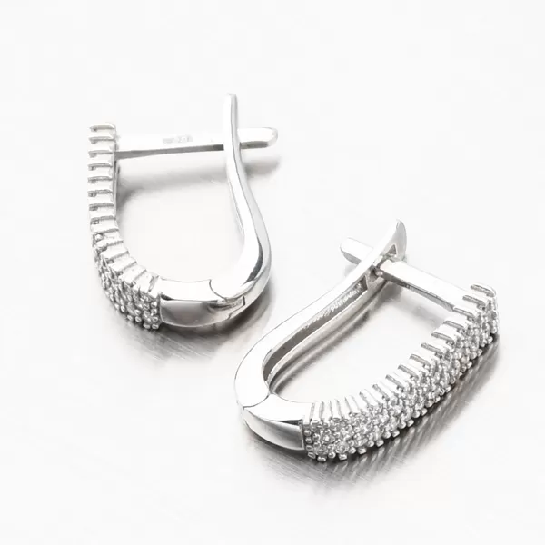 Náušnice so zirkónmi z bieleho zlata 612A-002