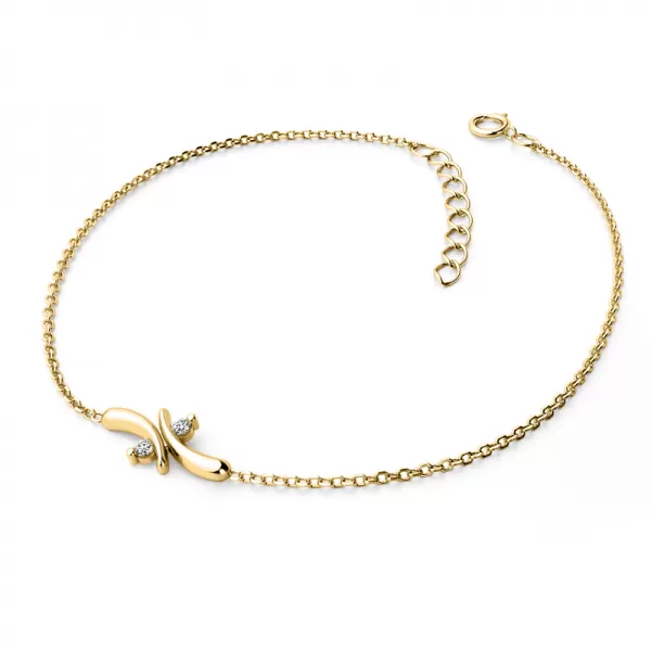 Dámsky náramok žlté zlato 585/1000 prírodný diamant 0,030 ct G/SI brilianty 10851-NR01-ZL