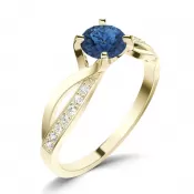 Dámsky prsteň prírodný diamant 0,50 ct G/SI zafír a diamanty 140002-ZL-SAF