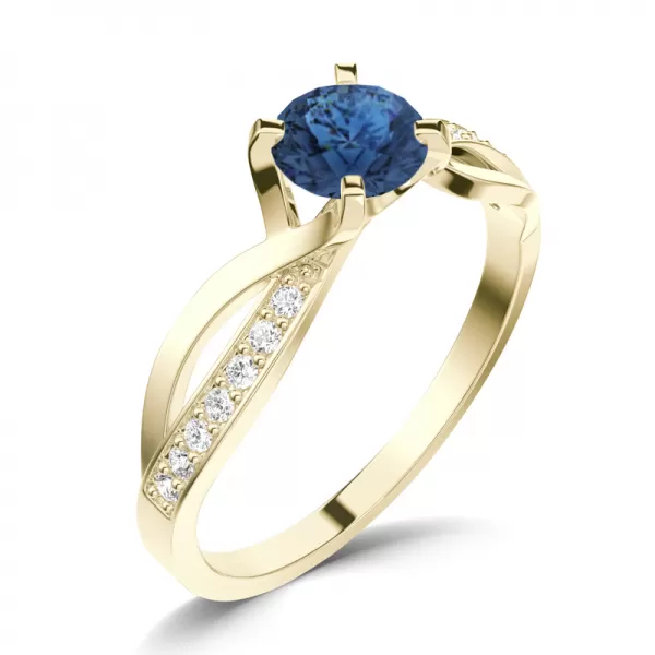 Dámsky prsteň prírodný diamant 0,50 ct G/SI zafír a diamanty 140002-ZL-SAF