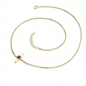 Dámsky náhrdelník žlté zlato 585/1000 prírodný diamant 0,035 ct krížik s čiernym 10872-NH01-ZL-Black