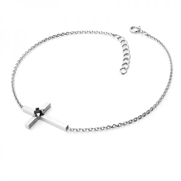 Kríž zlatých náramkov s čiernym diamantom 10872-NR01-B-Black