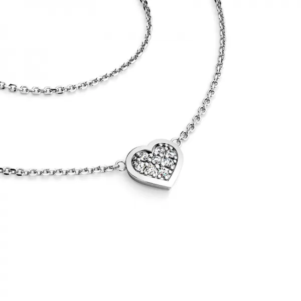 Náhrdelník z bieleho zlata so srdiečkom s briliantmi 10877-NH01-B