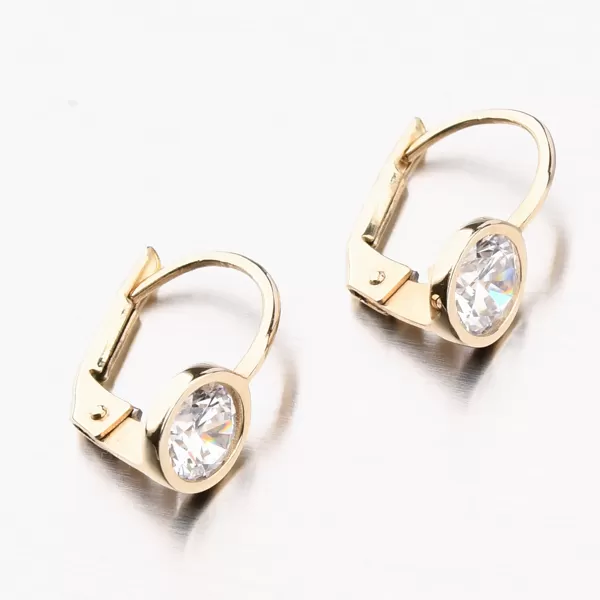 Dámske náušnice žlté zlato 585 zirkón PKL12-016