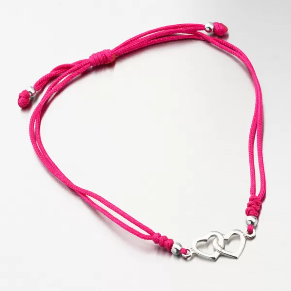 Strieborný povrázkový náramok srdca BST-14571-MG