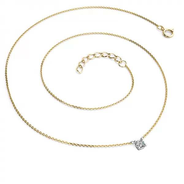 Dámsky náhrdelník žlté zlato 585/1000 prírodný diamant 0,130 ct G/SI s briliantom 10828-NH01-ZLB