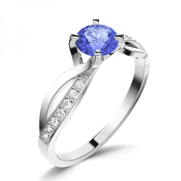 Dámsky prsteň prírodný diamant 0,50 ct G/SI tanzanit a tanzanitové diamanty 140002-B-TAN