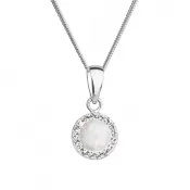 Náhrdelník so syntetickým opálom a kryštálmi Preciosa biely okrúhly 32083.1 white