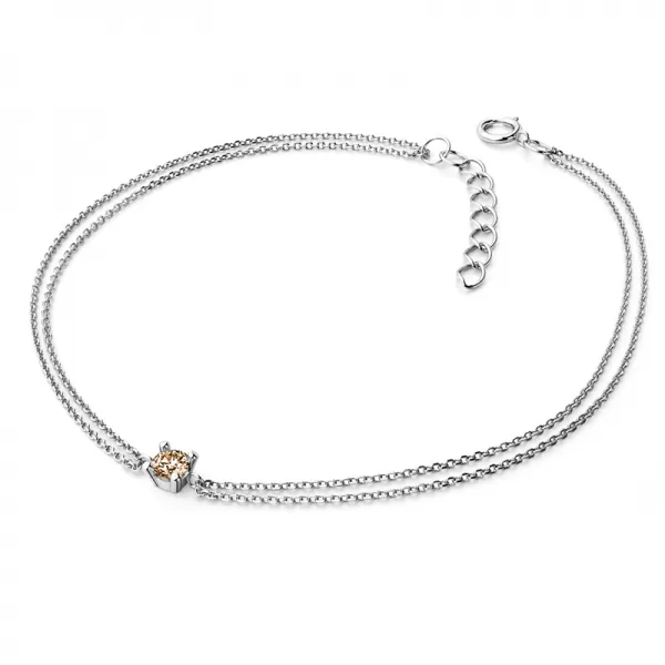 Dámsky náramok biele zlato 585/1000 prírodný diamant 0,130 ct šampanské 10828-NR02-B-Champ