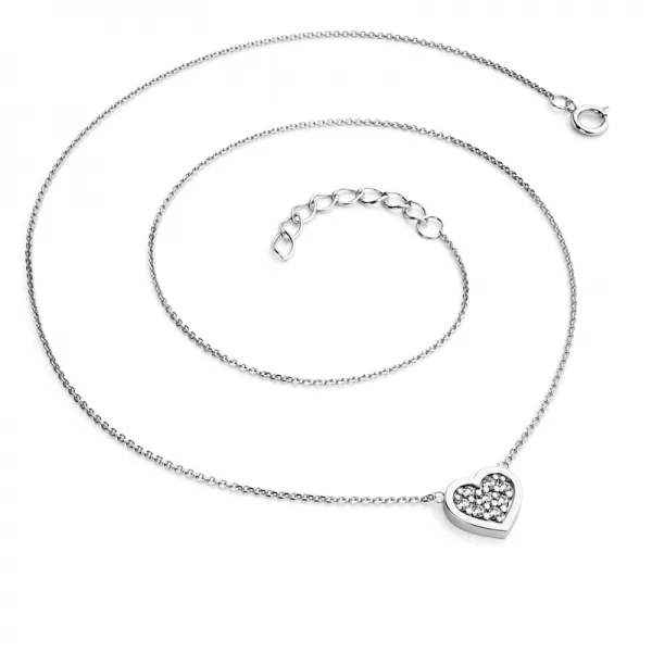 Náhrdelník z bieleho zlata so srdiečkami so brilancami 10881-NH01-B