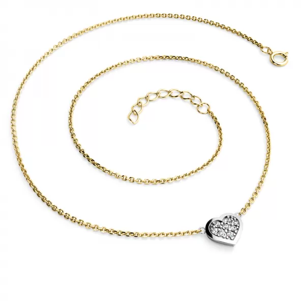 Náhrdelník so srdiečkom s briliantmi 10877-NH01-ZLB