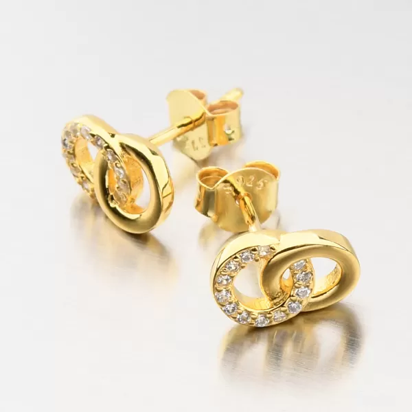 Strieborné náušnice so zirkónmi vo farbe zlata UPST-122831-G