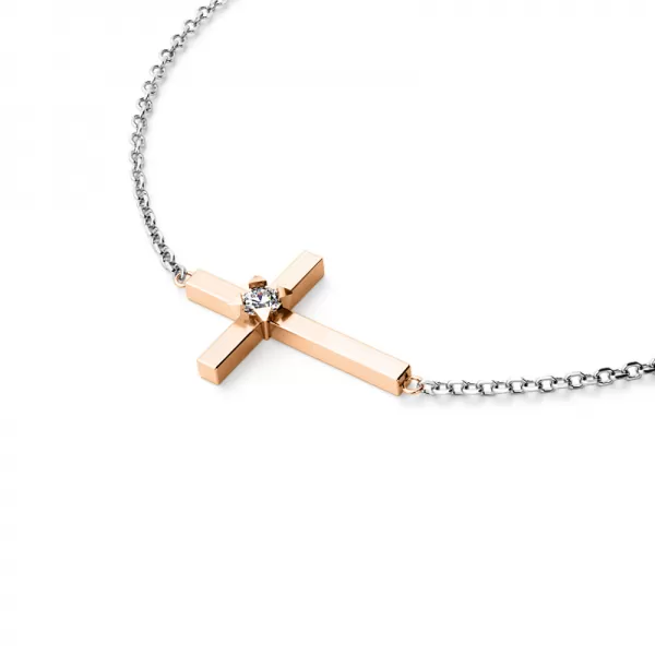 Dámsky náhrdelník prírodný diamant 0,035 ct G/SI kríž s diamantom 10872-NH01-BCV