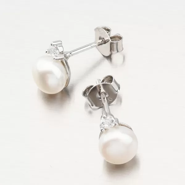 Strieborné náušnice s perlou a so zirkónom UPST-121195