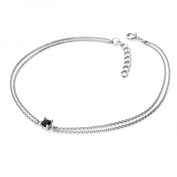 Dámsky náramok biele zlato 585/1000 prírodný diamant 0,130 ct čierny 10828-NR02-B-Black