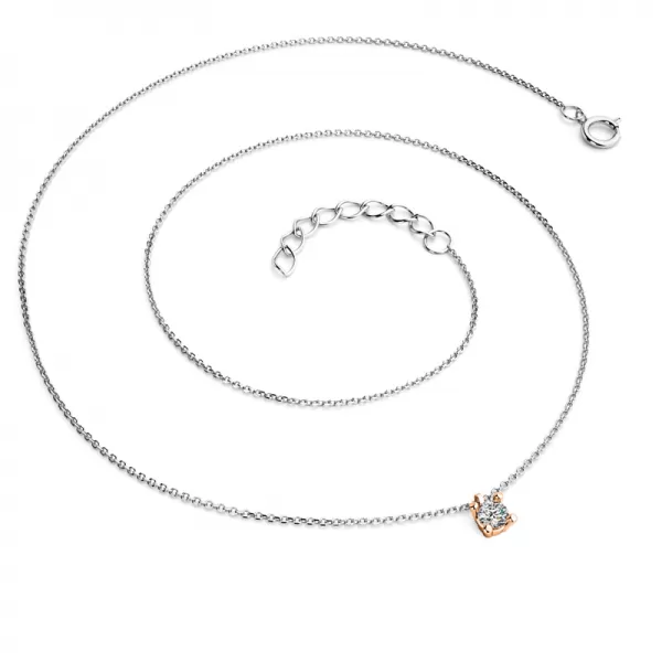 Dámsky náhrdelník zo žltého zlata 585/1000 prírodný diamant 0,130 ct G/SI s brilantným 10828-NH02-BCV