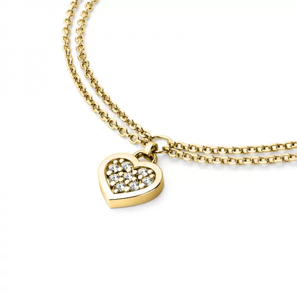 Náramok žlté zlato so srdiečkom a diamantmi 10881-NR02-ZL