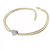 Náramok so srdiečkom a briliantmi 10877-NR02-ZLB