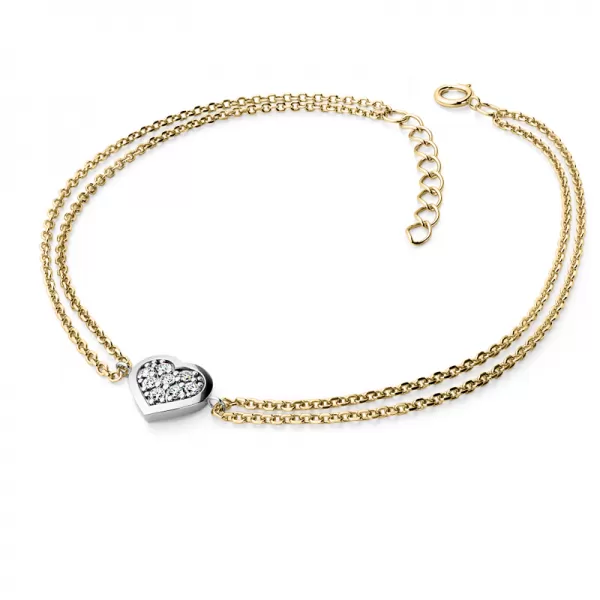 Náramok so srdiečkom a briliantmi 10877-NR02-ZLB