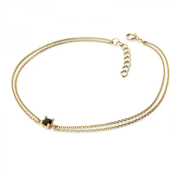 Dámsky náramok žlté zlato 585/1000 prírodný diamant 0,130 ct s čiernym 10828-NR02-ZL-Black