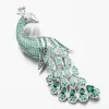 Strieborná brošňa Peacock so zelenými zirkónmi PKL-6009