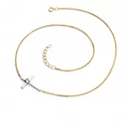 Dámsky náhrdelník zlatý mix 585/1000 prírodný diamant 0,035 ct G/SI krížik s briliantom 10872-NH01-ZLB