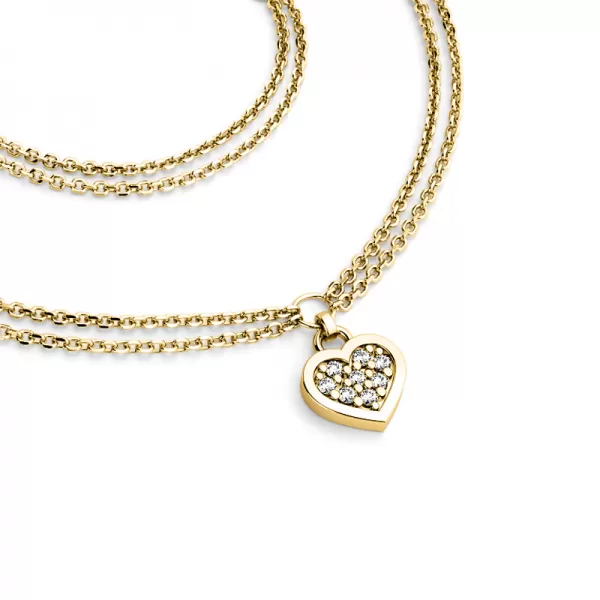 Náhrdelník zo žltého zlata so srdiečkom a diamantmi 10881-NH02-ZL