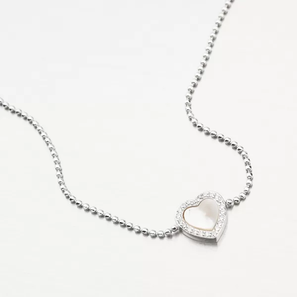Strieborný guličkový náramok so srdiečkom BST-14662