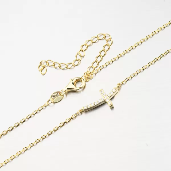 Pozlátený strieborný náhrdelník s krížikom SST-15546/G