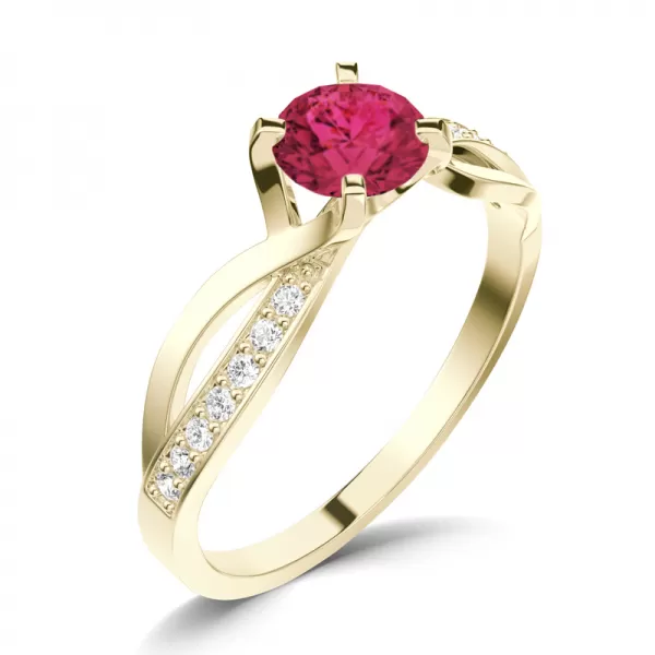 Dámsky prsteň prírodný diamant 0,50 ct G/SI rubín a diamanty 140002-ZL-RUB