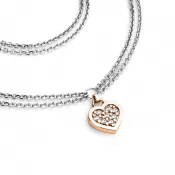Náhrdelník z bieleho a ružového zlata so srdiečkom 10881-NH02-BCV