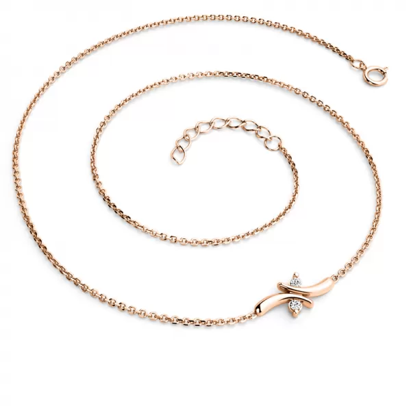 Dámsky náhrdelník ružové zlato 585/1000 prírodný diamant 0,030 ct G/SI brilianty 10851-NH01-CV