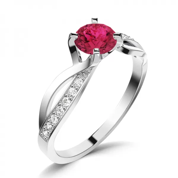 Dámsky prsteň prírodný diamant 0,50 ct G/SI rubín a diamanty 140002-B-RUB