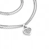 Náhrdelník z bieleho zlata so srdiečkom a diamantmi 10881-NH02-B