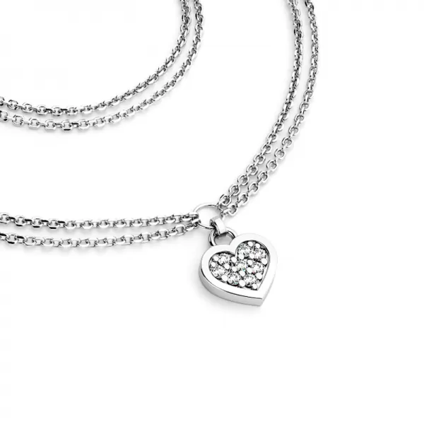 Náhrdelník z bieleho zlata so srdiečkom a diamantmi 10881-NH02-B