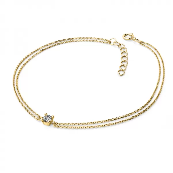 Dámsky náramok žlté zlato 585/1000 prírodný diamant 0,130 ct G/SI 10828-NR02-ZL