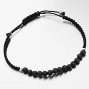 Strieborný povrázkový náramok Shamballa s guličkami BST-14360