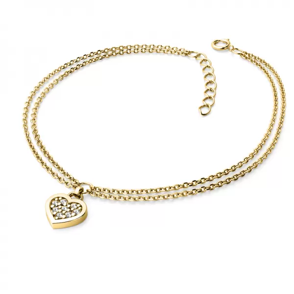 Náramok žlté zlato so srdiečkom a diamantmi 10881-NR02-ZL