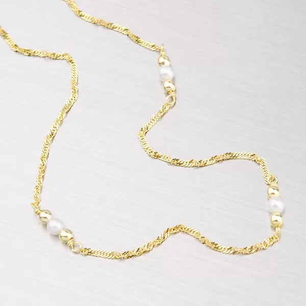 Zlatá retiazka s perličkami 45-1142