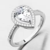 Strieborný prsteň kvapka so zirkónmi PKL-1019