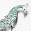 Strieborná brošňa Peacock so zelenými zirkónmi PKL-6009