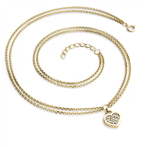 Náhrdelník zo žltého zlata so srdiečkom a diamantmi 10881-NH02-ZL