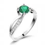 Dámsky prsteň prírodný diamant 0,50 ct G/SI smaragd a diamanty 140002-B-SMAR