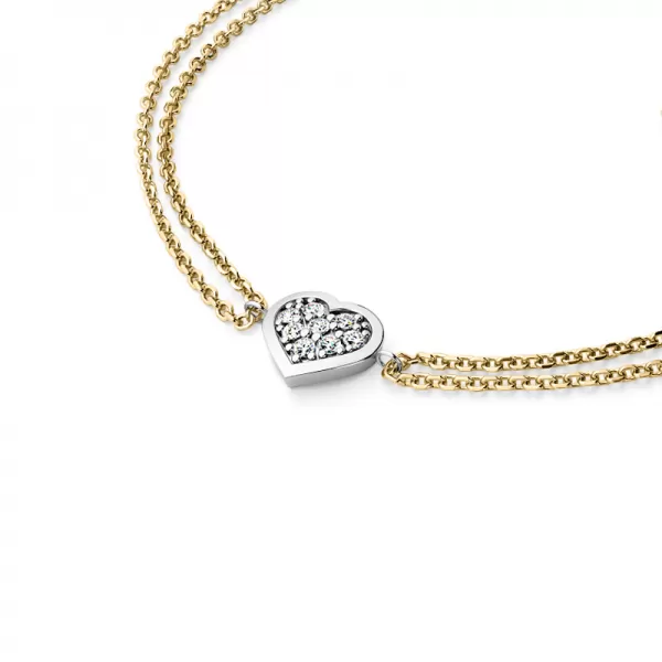 Náramok so srdiečkom a briliantmi 10877-NR02-ZLB